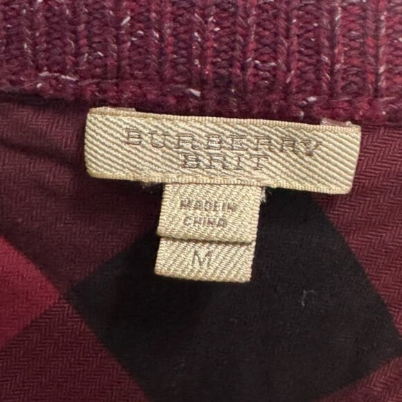 Burberry Cotton Wool Striped Pullover Sweater Tunic Crew NovaNeck Check Preppy M - Picture 9 of 15